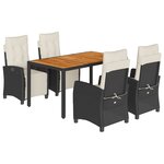 vidaXL Ensemble à manger de jardin coussins 5Pièces Noir Résine tressée
