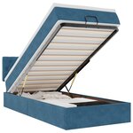 vidaXL Cadre de lit ottoman avec matelas bleu foncé 90x200 cm velours