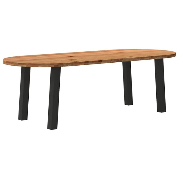vidaXL Table à manger marron clair bois de chêne massif ovale