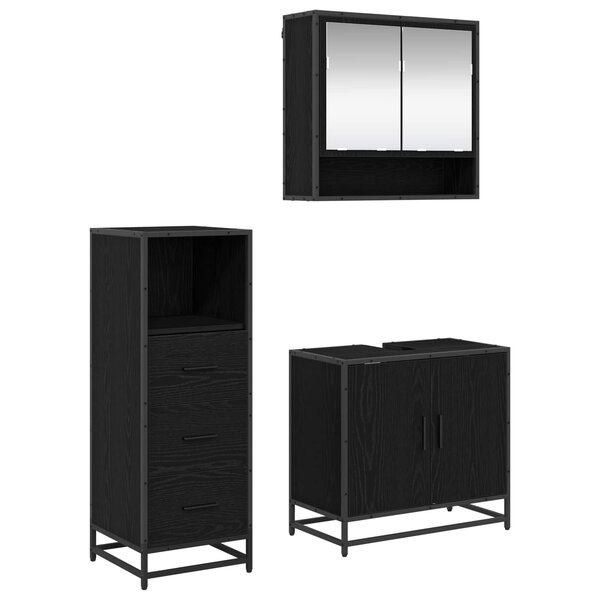 vidaXL Ensemble de mobilier de salle de bain 3 Pièces Chêne noir