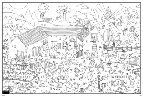 Coloriage géant 'La Ferme' 80 x 120 cm BOUCHUT