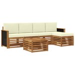 vidaXL Ensemble de canapés d'extérieur 6 pc Naturel et Crème