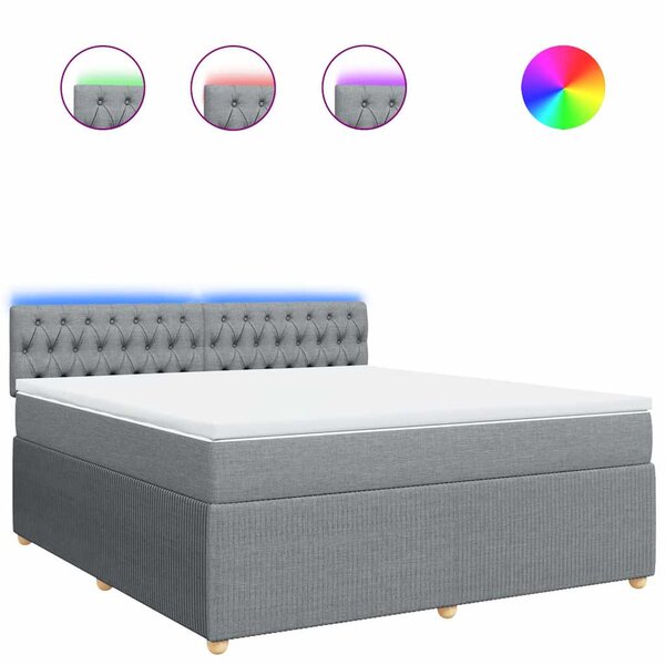 vidaXL Sommier à lattes de lit avec matelas Gris clair 180x200cm Tissu