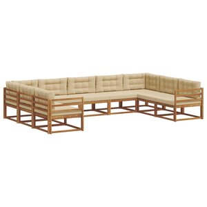vidaXL Ensemble de canapés d'extérieur 9 pc Naturel et Beige