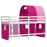 vidaXL Lit mezzanine enfants avec tunnel sans matelas rose 90x200 cm
