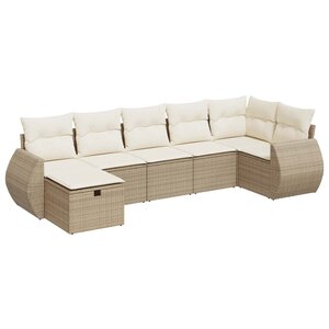 vidaXL Salon de jardin avec coussins 7 Pièces beige résine tressée