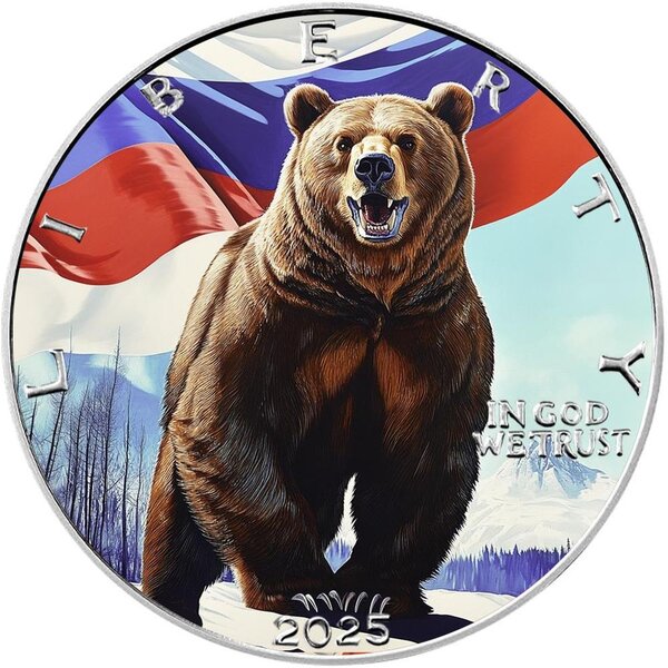 Pièce de monnaie en Argent 1 Dollar g 31.1 (1 oz) Millésime 2025 RussiArt RUSSIAN BEAR
