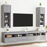 vidaXL Meubles TV avec lumières LED 2 Pièces sonoma gris 30 5x30x90 cm