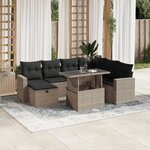 vidaXL Salon de jardin 8 Pièces avec coussins gris clair résine tressée