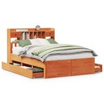 vidaXL Lit bibliothèque sans matelas cire marron 160x200 cm pin massif