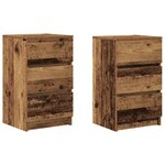 vidaXL Tables de chevet avec 3 tiroirs 2 Pièces vieux bois 39x35x65 cm