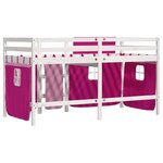 vidaXL Lit mezzanine enfants avec rideaux sans matelas rose 90x190 cm