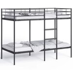 VidaXL Lit superposé sans matelas noir 90x200 cm acier