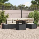 vidaXL Ensemble de salle à manger pour jardin 6 Pièces Noir  Crème