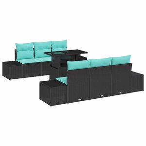 vidaXL Ensemble de canapé de jardin 7 Pièces Noir et turquoise