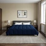 vidaXL Duvet d'hiver Matelassé Bleu foncé 220 x 240 cm Microfibre
