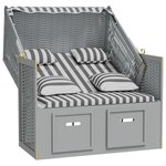 vidaXL Strandkorb avec coussins Résine tressée bois solide gris blanc