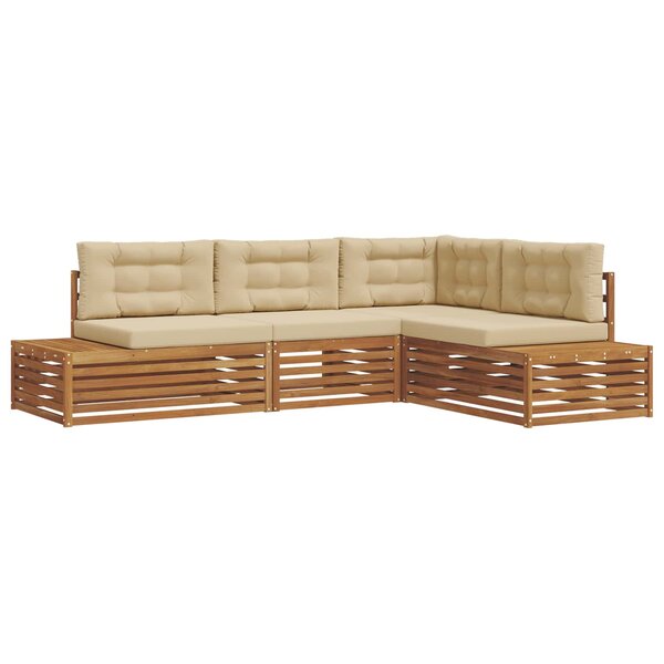 vidaXL Ensemble de canapés d'extérieur 4 Pièce Naturel et Beige