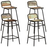 vidaXL Chaises de bar lot de 4 bois de récupération solide