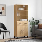 vidaXL Buffet haut Chêne sonoma 69 5x34x180 cm Bois d'ingénierie