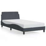 vidaXL Cadre de lit avec tête de lit Gris foncé 100x200 cm Velours