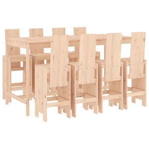 vidaXL Ensemble de bar de jardin 9 Pièces Bois de pin massif
