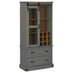 vidaXL Armoire à vin HALDEN casiers à vin porte coulissante gris pin