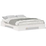 vidaXL Cadre de lit surélevé avec stockage Blanc Bois massif en pin
