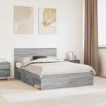 vidaXL Cadre de lit Gris Sonoma 140 x 200 cm Bois d'ingénierie