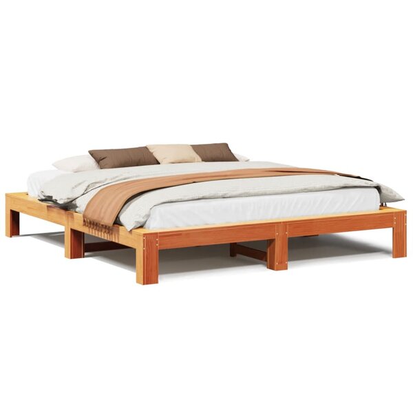vidaXL Cadre de lit sans matelas cire marron 200x200cm bois pin massif