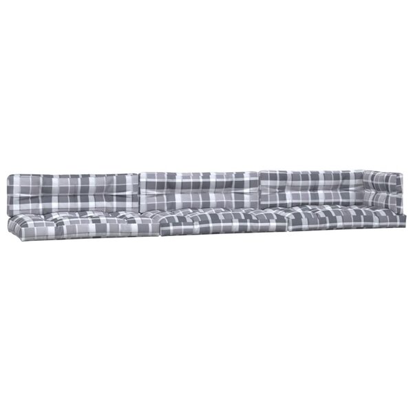 vidaXL Coussins de palette lot de 7 motif de carreaux gris tissu