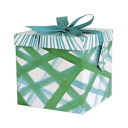 Boîte cadeau avec nœud - vert et blanc