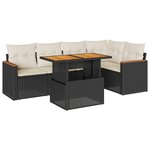 vidaXL Salon de jardin 6 Pièces avec coussins noir résine tressée acacia