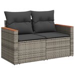 Canapé de jardin vidaXL 8 pièces avec coussins gris poly rotin