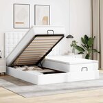 vidaXL Cadre de lit ottoman et matelas blanc pur 180x200 cm similicuir