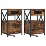 vidaXL Cabinet de chevet avec tiroir 2 Pièces Chêne fumé 40 x 31 x 60 cm