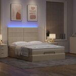 VidaXL Cadre de lit ottoman avec matelas crème 140x190 cm tissu