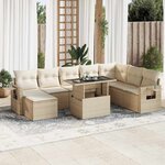 vidaXL Salon de jardin avec coussins 9 Pièces beige résine tressée
