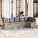 vidaXL Ensemble de canapé de jardin 6 Pièces Beige Poly rotin