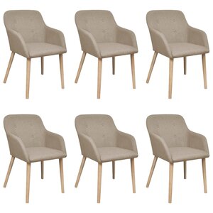 vidaXL Chaises à manger lot de 6 beige tissu et chêne massif