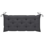 vidaXL Banc de jardin et coussin anthracite 120 cm Bois de teck massif