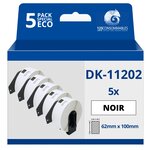 Pack de 5 Rouleaux Etiquettes compatible BROTHER DK-11202 étiquettes de transport 62mm x 100mm