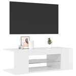 vidaXL Meuble TV avec lumières LED blanc brillant 90x39x30 cm