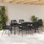vidaXL Ensemble de Salle à Manger de Jardin de 7 Pièces avec Coussins en Rattan Poly Noir