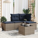 vidaXL Salon de jardin 5 Pièces avec coussins gris résine tressée