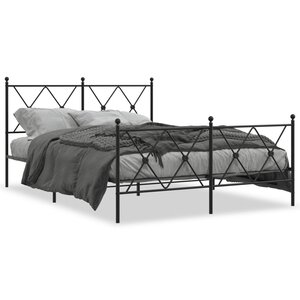 vidaXL Cadre de lit métal sans matelas avec pied de lit noir 140x190cm