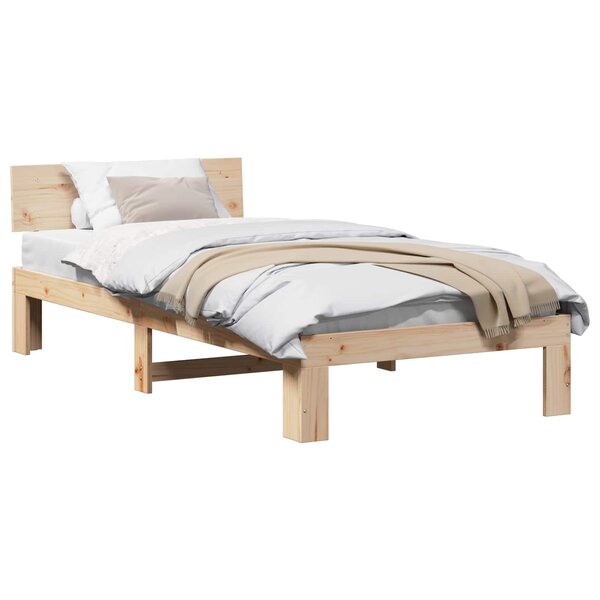 vidaXL Cadre de lit avec tête de lit Naturel 90 x 200 cm Pin massif