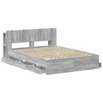 vidaXL Cadre de lit avec rangement Sonoma gris 160 x 200 cm