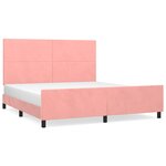 vidaXL Cadre de lit avec tête de lit Rose 160x200 cm Velours
