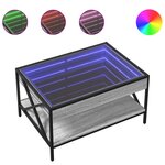 vidaXL Table basse avec LED infini sonoma gris 70x50x38 cm